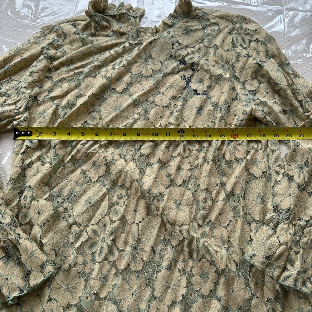 Allegra K Women's Crochet Lace See Through Floral Ruffle Neck Blouse Size XL NWT - Picture 14 of 17